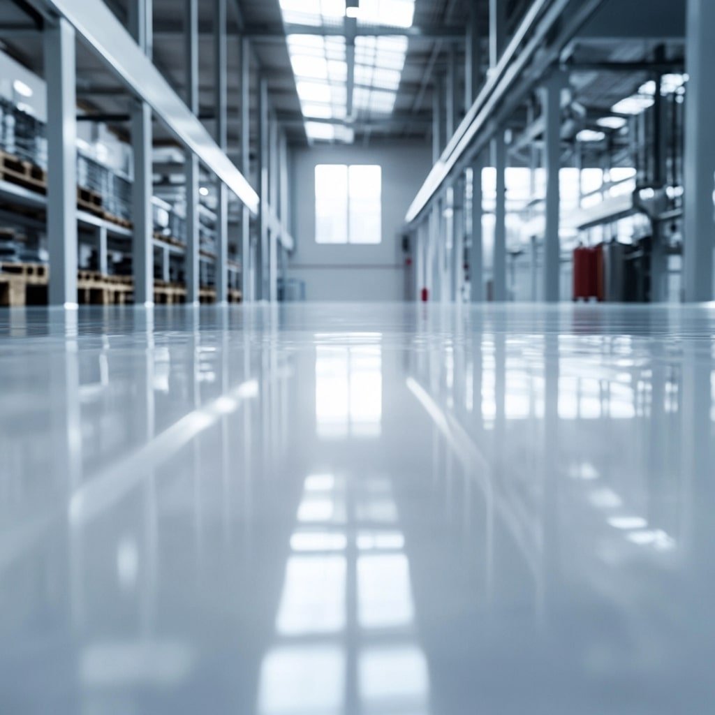 Industrial chemical resistance floor coatings with glossy finish