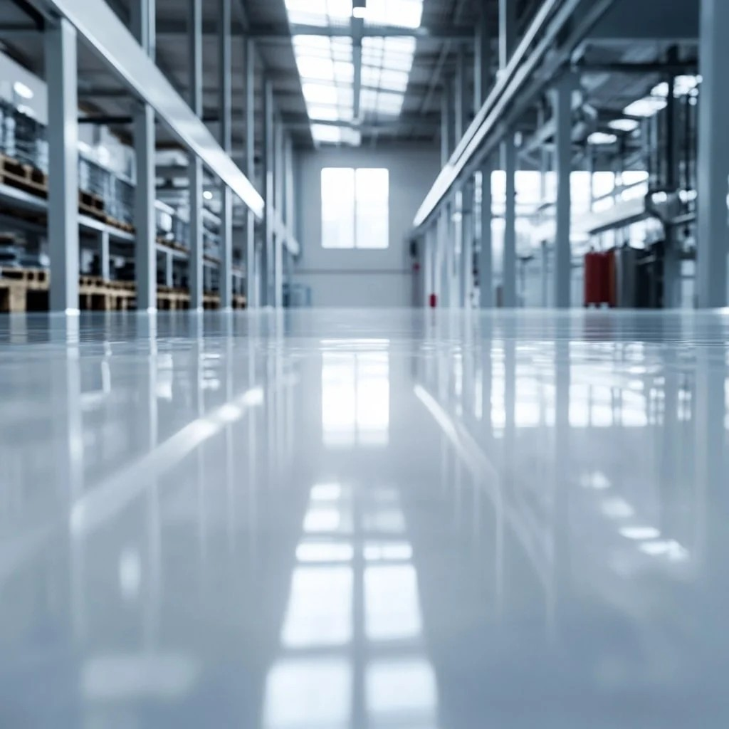Industrial chemical resistance floor coatings with glossy finish